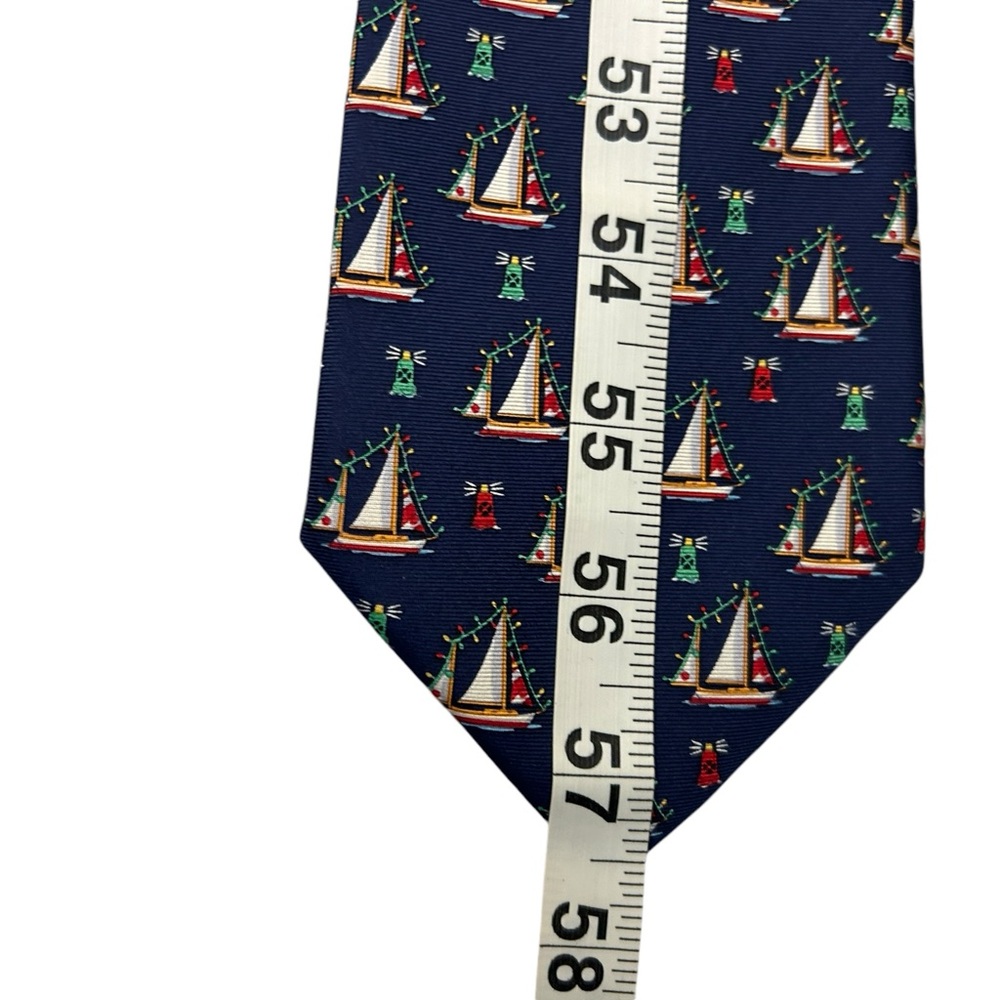Erich Holch for Alynn 100% Silk‎ Marina Lights Tie Holiday Christmas Sailboats - Picture 11 of 11